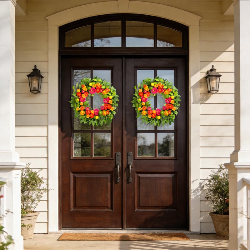 Vsonker 26" Spring Wreaths for Front Door, Large Artificial Lemon Wreath with Yellow and Green Lemons for Indoor Outdoor Wall Window, Outside Summer Floral Wreath Decor for Home Porch - Image 3