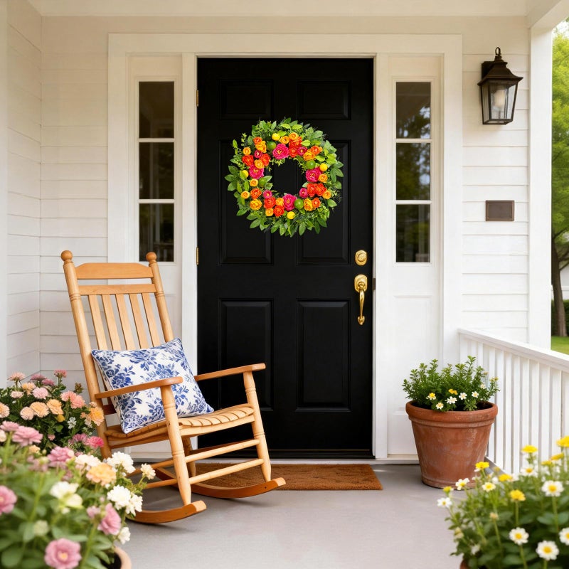 Vsonker 26" Spring Wreaths for Front Door, Large Artificial Lemon Wreath with Yellow and Green Lemons for Indoor Outdoor Wall Window, Outside Summer Floral Wreath Decor for Home Porch - Image 2