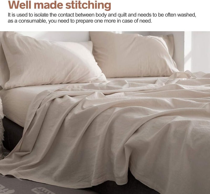 BISELINA Linen Sheet French Flax Flat Sheet Only 55% Euro Flax 45% Cotton Basic Style Solid Color Soft Breathable Farmhouse Top Sheet 1-Piece (California King, Linen) - Image 4