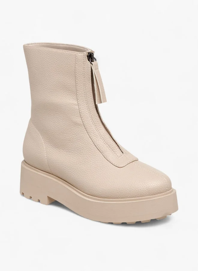 Celeste Women's Textured Ankle Boots with Zip Closure