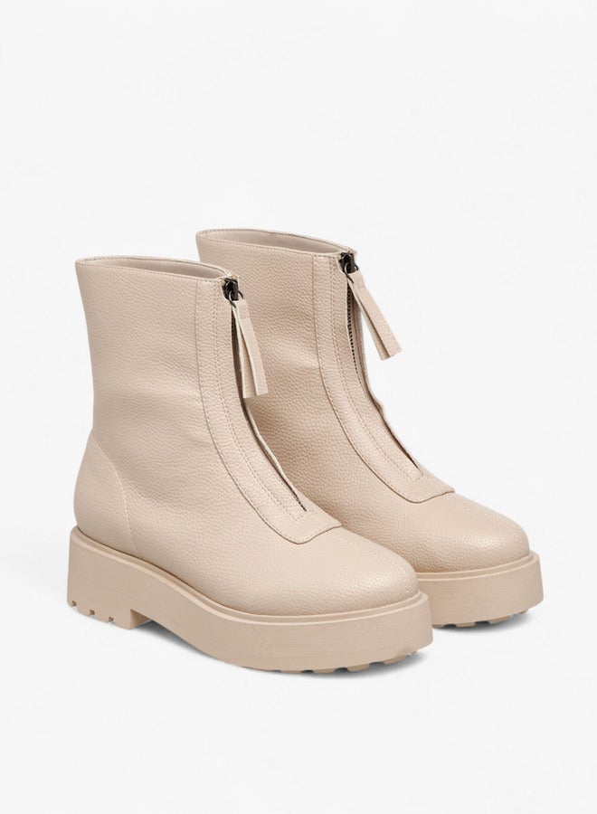 Celeste Women's Textured Ankle Boots with Zip Closure - Image 3