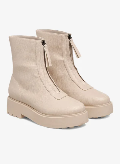 Celeste Women's Textured Ankle Boots with Zip Closure