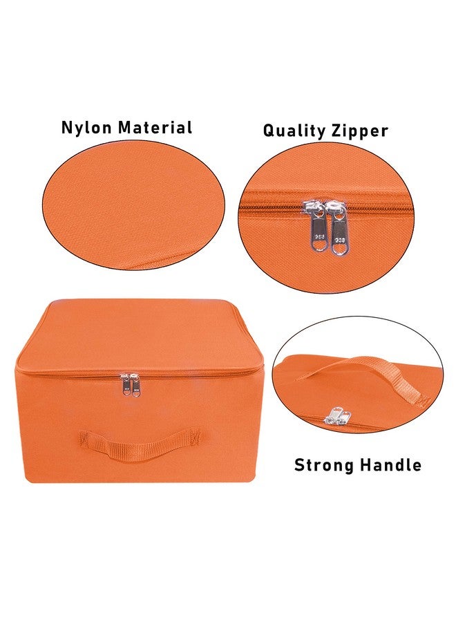 TULMAN 2 Pack Nylon Wardrobe Bag, 34L Underbed Storage, Moisture-Proof Saree Cover with Zipper Closure & Handle - Heavy Duty Orange (38.1 x 25.4 x 35.5 cm), Space-Saving Storage for Clothes - Image 3