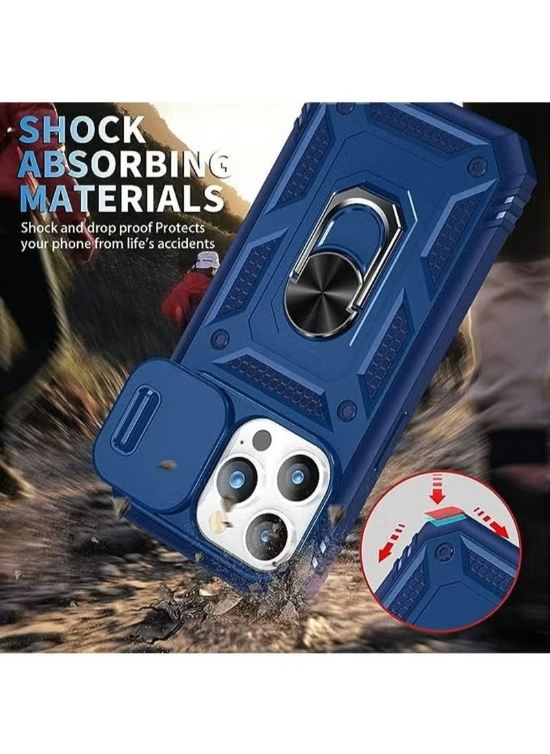 X-level iPhone 15 Pro Case Cover With 360° Rotate Magnetic Ring Kickstand Phone Holder And Slide Camera Len Cover Protector Anti-drop Anti-Scratch Anti-Dust Shockproof Protective Mobile Phone Accessory  - Image 3