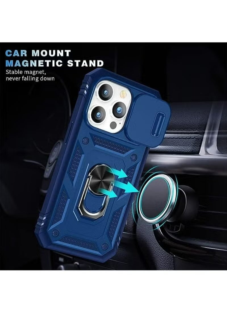 X-level iPhone 15 Pro Case Cover With 360° Rotate Magnetic Ring Kickstand Phone Holder And Slide Camera Len Cover Protector Anti-drop Anti-Scratch Anti-Dust Shockproof Protective Mobile Phone Accessory  - Image 4