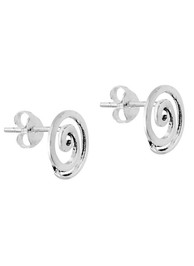 AeraVida Celestial Galaxy Spiraling .925 Sterling Silver Post Stud Earrings For Milky Way Universe Inspired Fashion Accessories With A Trendy Everyday Wear Kind Of Vibe  - Image 2