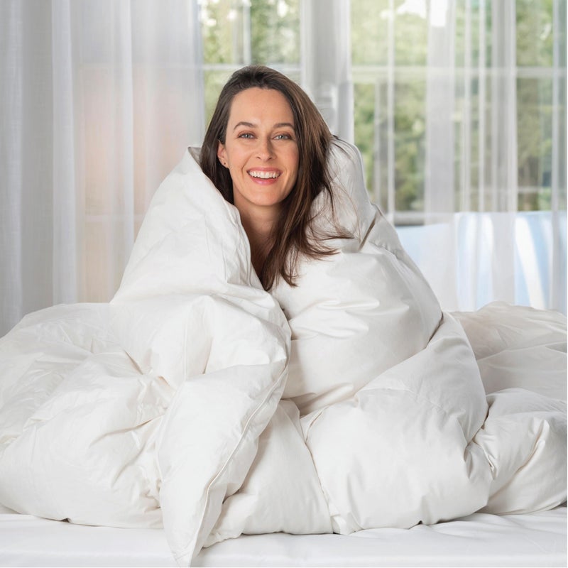 ComfyDown ComfyDown Goose Down White Comforter  Made in USA  100 Egyptian Cotton 400 Thread Count Cover 650 Fill Power Light Weight All Season Washable Duvet Insert with Corner tabs  King 