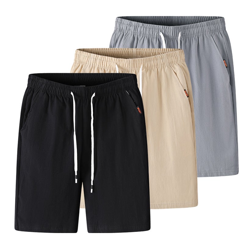 Foreign Trade 2023 Summer Men's Casual Solid Color Linen Shorts Men's Loose Cotton and Linen Beach Shorts - Image 2