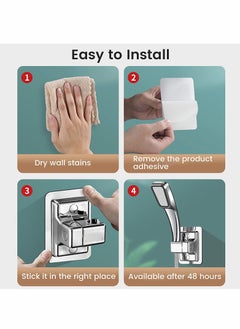 Excefore Shower Head Holders, Universal Shower Head Plastic Handheld Showerhead Bracket Adjustable Bracket Wall Mount for Bathroom with Adhesive Stick  - Image 3