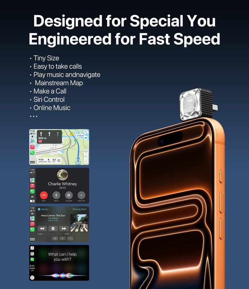 Enhanlife 2026 Wireless CarPlay Adapter for iPhone, Premium Glass Finish Design, 5s Auto-Connect, Mini Wireless CarPlay Dongle Compatible with Apple CarPlay, Plug & Play for Factory Wired Cars, Low Latency - Image 4