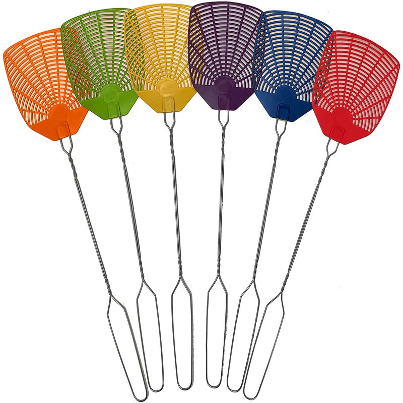 W4W, Bug & Fly Swatter Braided Metal Handle 6 Pack Fly Swatters Indoor/Outdoor flyswatter - Image 1