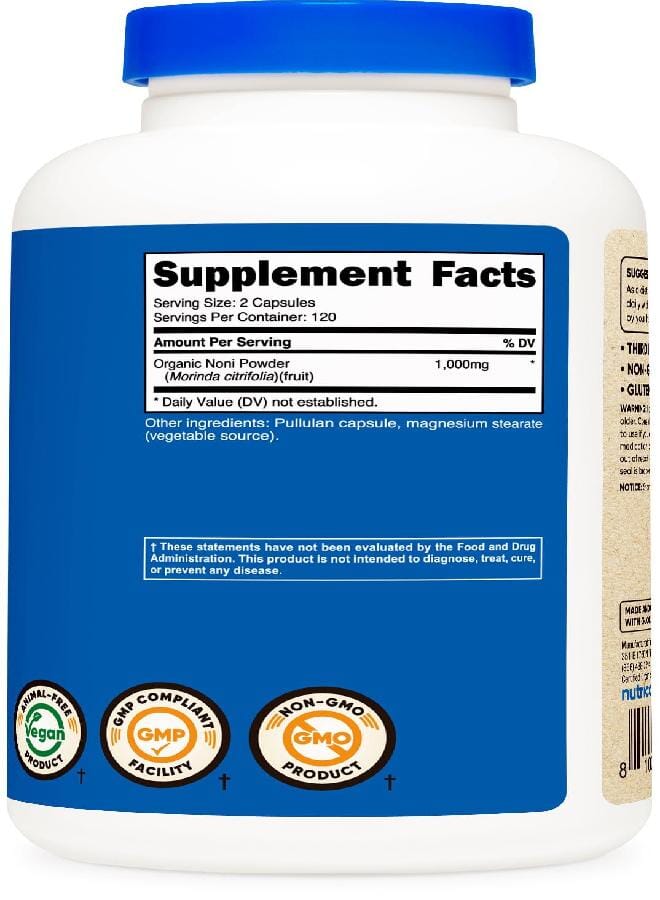 Nutricost Noni Capsules 500mg 240 Capsules - CCOF Certified Made with Organic Noni, Non-GMO, Gluten Free - Image 4