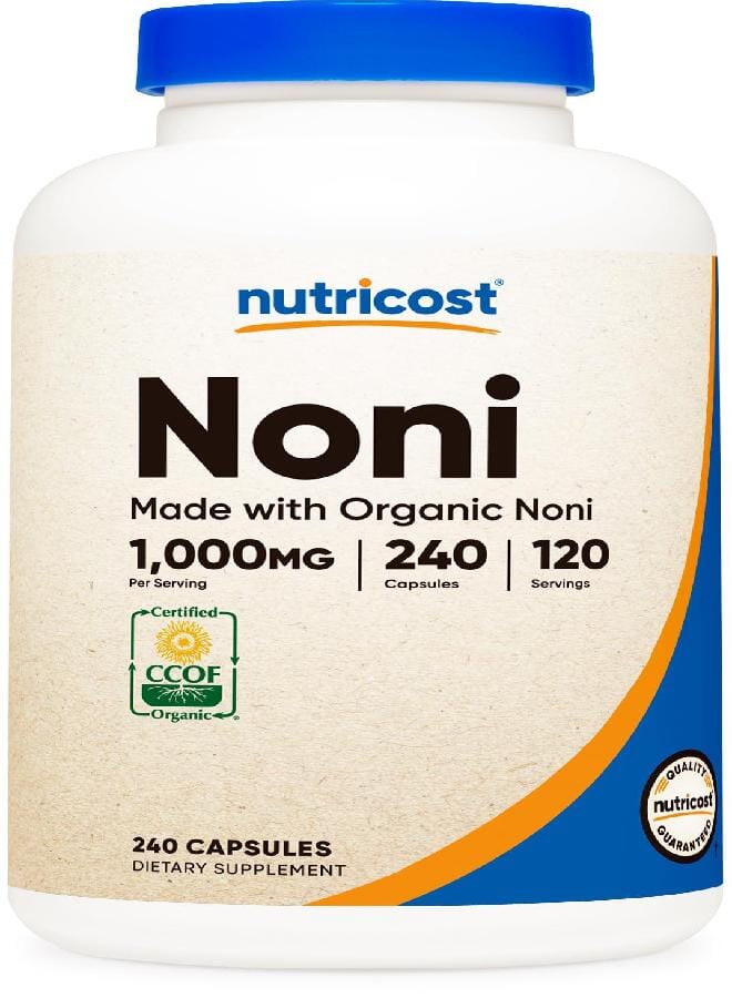 Nutricost Noni Capsules 500mg 240 Capsules - CCOF Certified Made with Organic Noni, Non-GMO, Gluten Free - Image 1