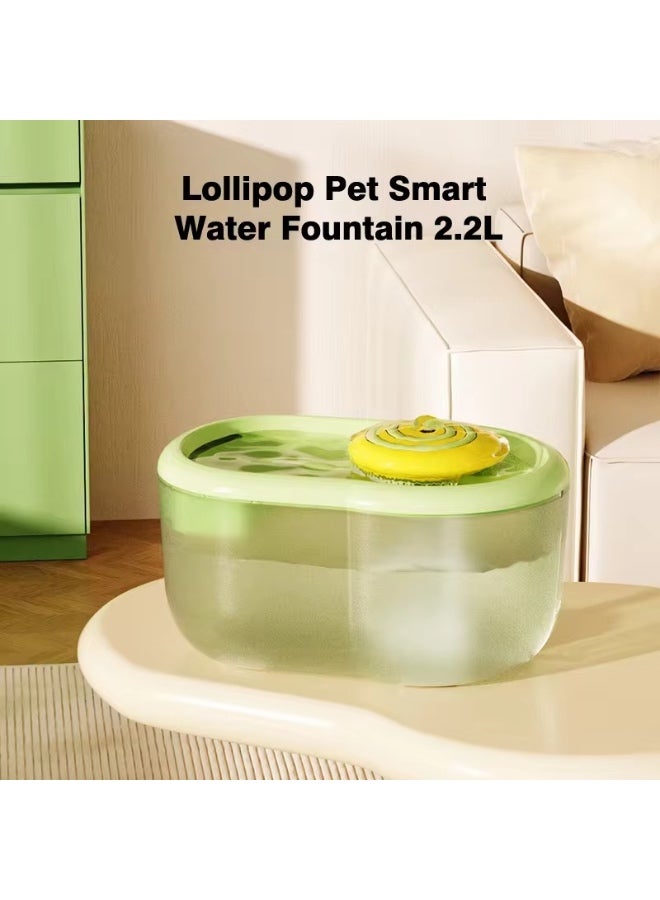 نافورة ماء ذكية للقطط – سعة 2.2 لتر، نافورة شرب أوتوماتيكية للحيوانات الأليفة فائقة الهدوء مع نظام ترشيح رباعي المراحل، تدوير للأوكسجين، وتصميم مائل علمي للقطط والكلاب الصغيرة - Image 2