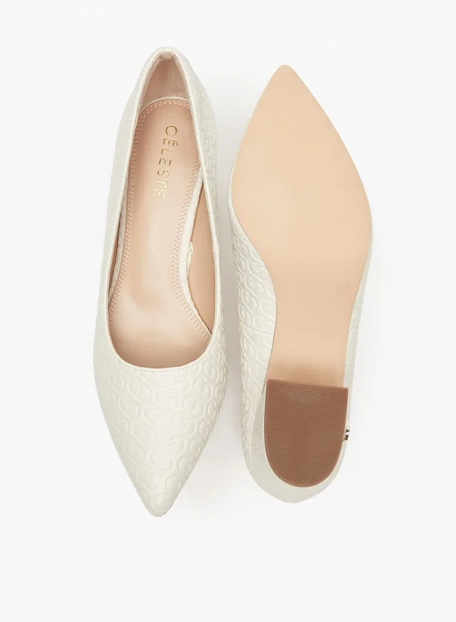 سيليست Women's Textured Slip-On Shoes with Block Heels