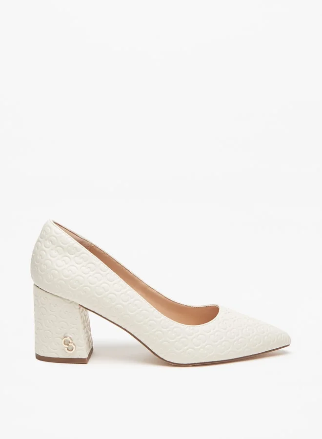 سيليست Women's Textured Slip-On Shoes with Block Heels