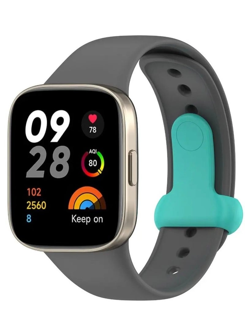 Generic Silicone Watch Strap Buckles Sport Silicone Watch Band,Bracelet Replacement Wristband Wrist Strap for Xiaomi Redmi Watch 3 (Grey)  - Image 2