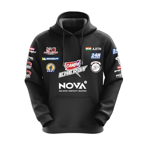 DUDEME Ajith Racing Hoodie Black | New Motorsport Hoodies for Men & Women | Casual wear Cotton Hoodies - Image 2