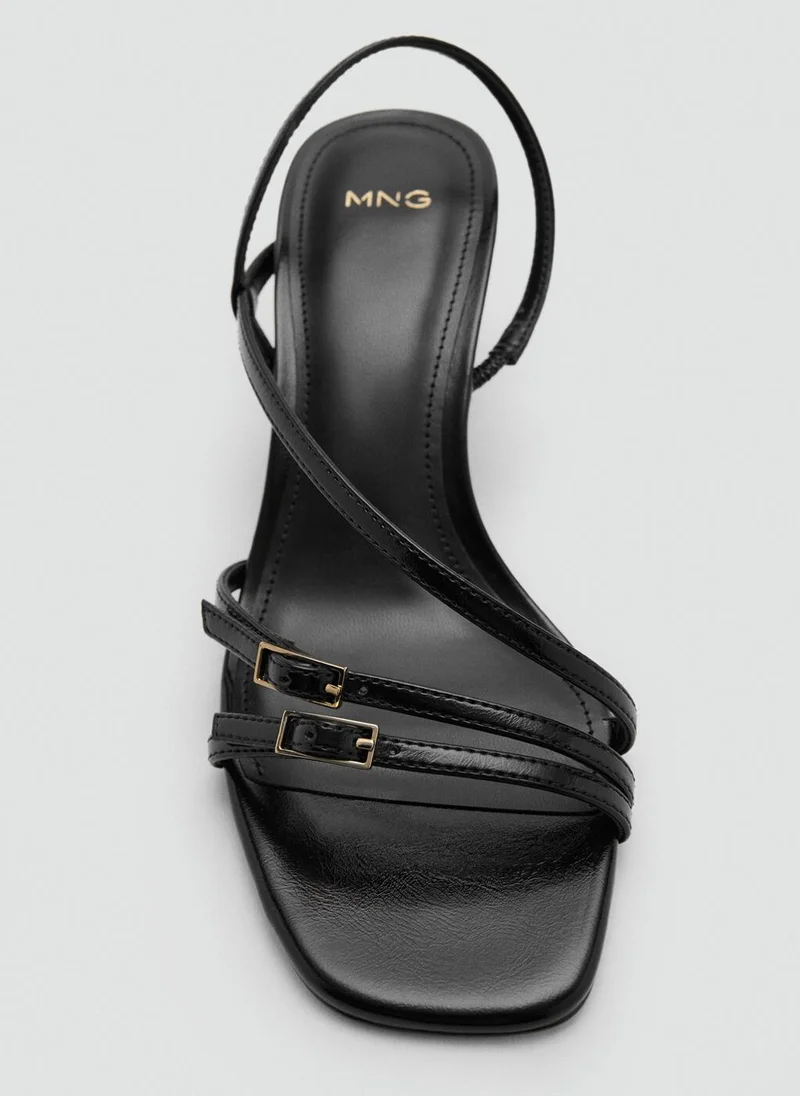 Mango 99-NEGRO Kitten Heel Sandals With Straps for Women | Best Price UAE