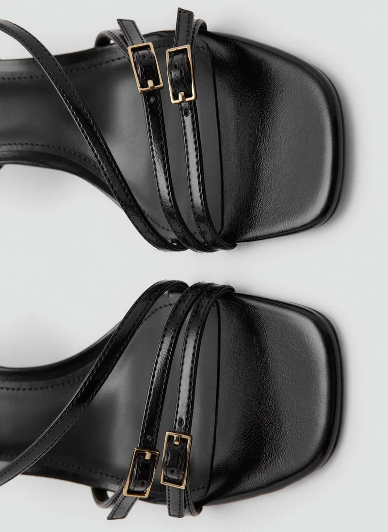 Mango 99-NEGRO Kitten Heel Sandals With Straps for Women | Best Price UAE