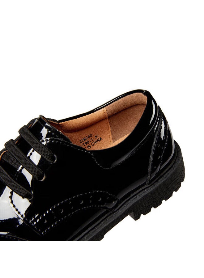 Snoffy Sinafei Children's Shoes, Spring Boys' Black Leather Shoes, School Student Shoes, Comfortable Children's Soft-soled Performance Shoes, Single Shoes, Black, Size 34 - Image 5