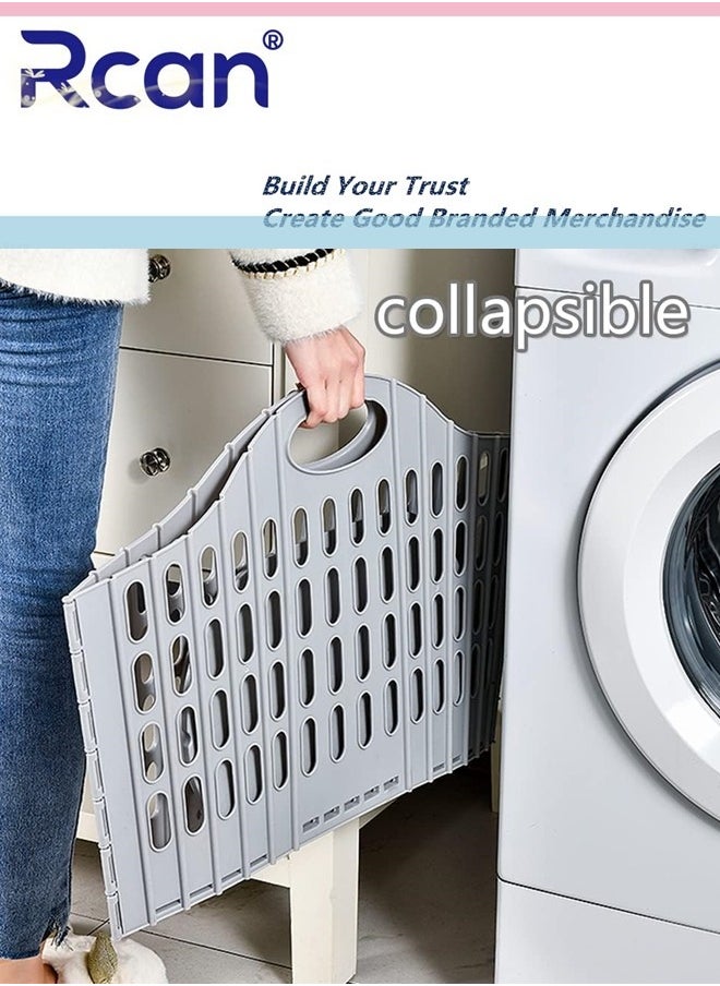 Rcan Large Collapsible Clothes Hamper Folding Laundry Hamper Foldable Clothes Laundry Basket Hamper High Capacity Plastic Storage Laundry Box with Dual Handles Toys Organizer Storage Bin Gray  - Image 4