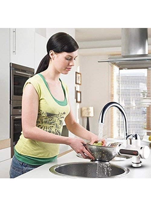 BHARATMART BHARATMART Instant Electric Water Heater Faucet 3000W Tankless Hot Water Heater for KitchenBathroomEnergyEfficient with Adjustable Temperature ControlLED Electric Head Water Heater  - Image 2