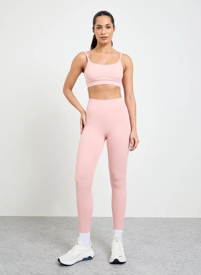 تايك تو Pink Solid High Elastic Breathable Sports Bra