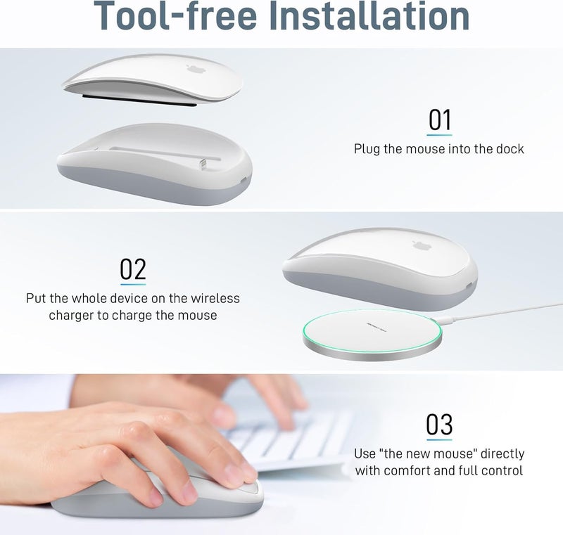 كاست ويف قاعدة شحن لاسلكي لـ Magic Mouse 2، تصميم مريح، حامل شحن سريع لماوس Apple، منظم مكتبي، قبضة مريحة وتحكم محسّن - Image 5
