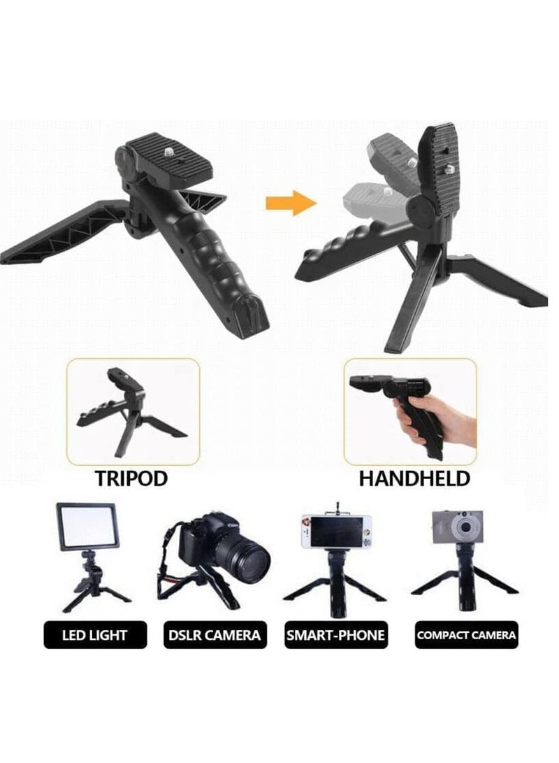 أطقم استوديو تصوير الفيديو والتصوير الفوتوغرافي للهواتف الذكية والكاميرات مع ميكروفون وضوء LED ملء ثلاثي القوائم صغير - Image 5
