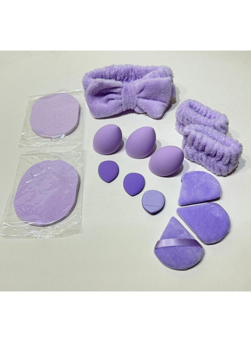 14PCS/SET Cosmetic Puff Makeup Sponge Beauty Egg Foundation Sponges Puff Wash Face Headband Wristband Make up Accessories
