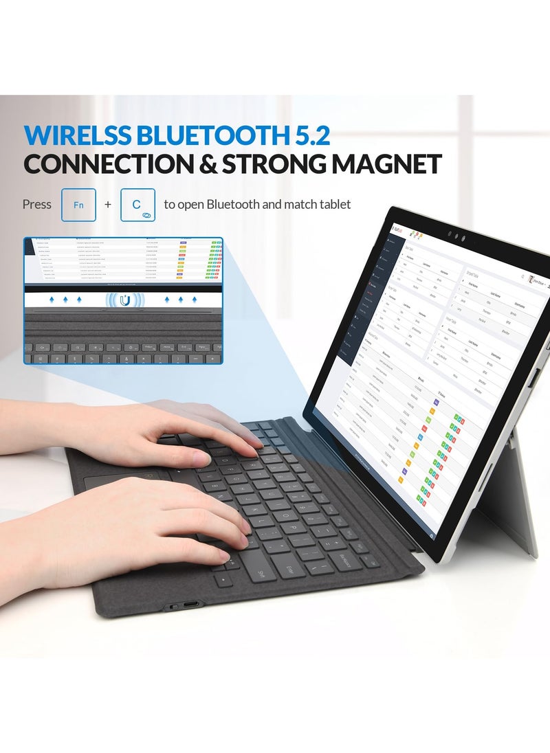 erorex - Pro 7 Keyboard,Bluetooth 5.2,7-Color Backlight,Compatible with Microsoft Surface Pro 7 Plus/Pro 7 / Pro 6 / Pro 5 / Pro 4 / Pro 3,Gray - Image 1