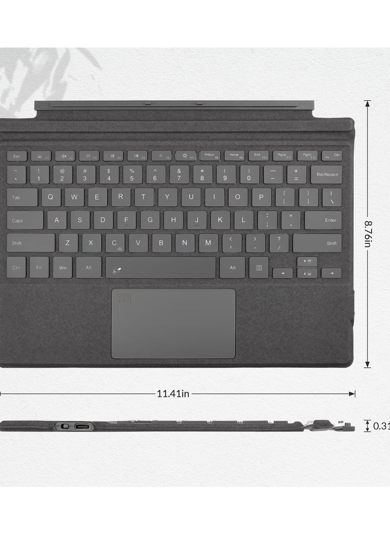 erorex - Pro 7 Keyboard,Bluetooth 5.2,7-Color Backlight,Compatible with Microsoft Surface Pro 7 Plus/Pro 7 / Pro 6 / Pro 5 / Pro 4 / Pro 3,Gray - Image 1