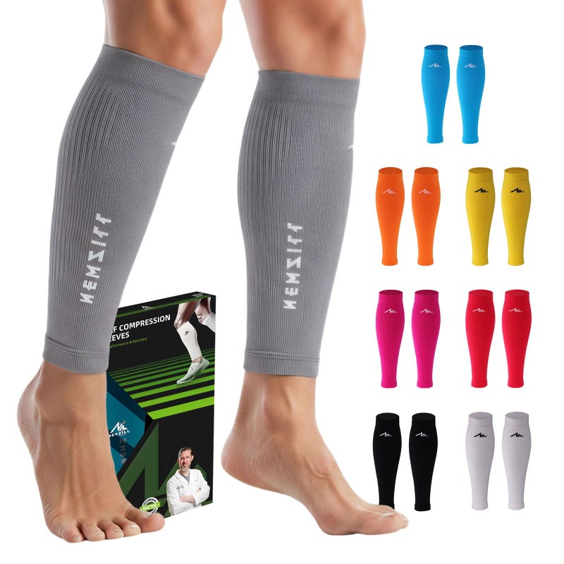 NEWZILL Compression Calf Sleeves (20-30mmHg) for Men & Women Perfect Option to Compression Socks Leg Sleeves for Running Fitness Travel Nursing (XXL Grey 1Pair) - Image 2