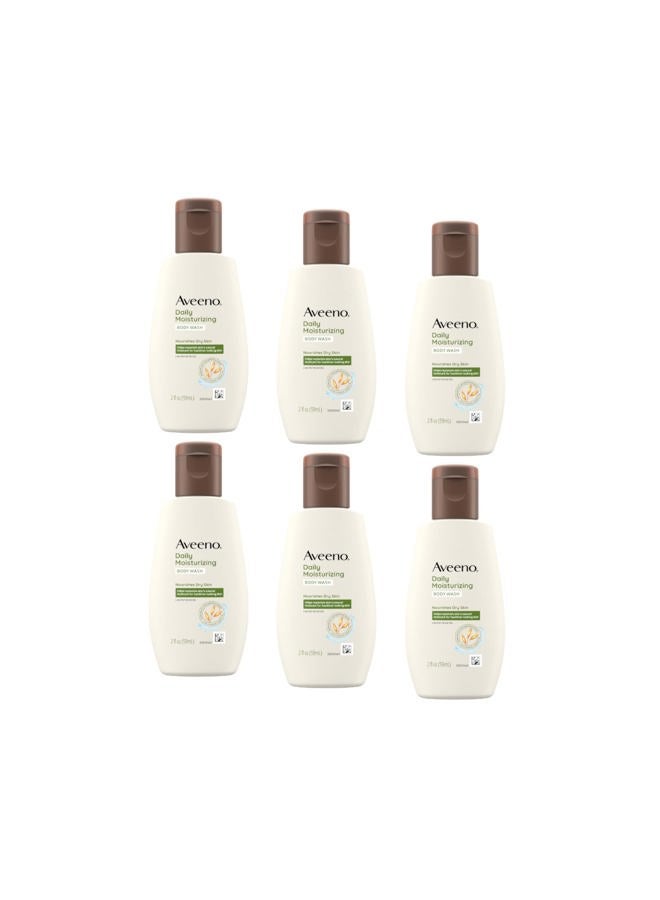 Aveeno Daily Moisturizing Body Wash, Travel Size, 2 Fluid Ounce (Pack of 6) - Image 1