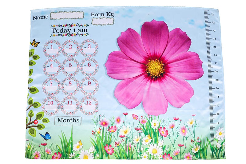 Keshav Creation Baby Boy's and Baby Girl's Monthly Milestone Forever Love Growth Chart Picture Blanket with Month Marker Multicolour 0 to 12 Months_Flower - Image 2