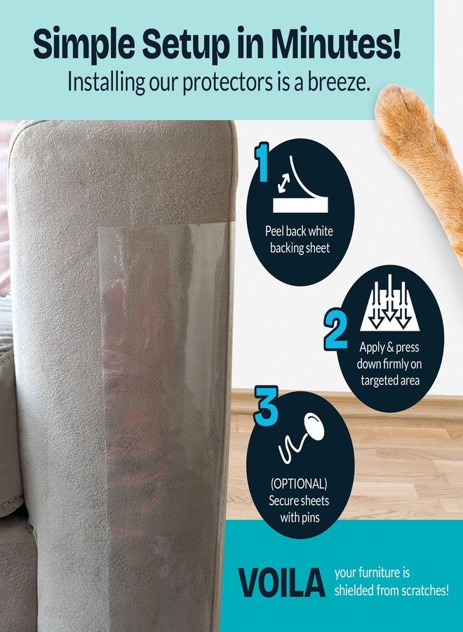 Reli. Cat Scratch Furniture Protector XL (12 Pack w/Pins) Anti Cat Scratch Couch Protector from Claws | Self Adhesive, Clear Plastic Furniture Shield for Couch Corner, Sofa - Image 4