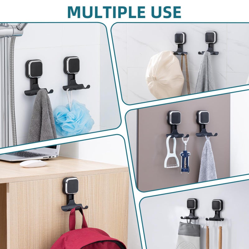 TAILI Suction Cup Razor Holder for Shower Wall 2 Pack, Versatile Suction Cup Hooks for Razor, Towel, Loofah, Squeegee, Cell Phone, Removable Damage-Free Hanging Shower Hook, Shaver Holder, Black - Image 5