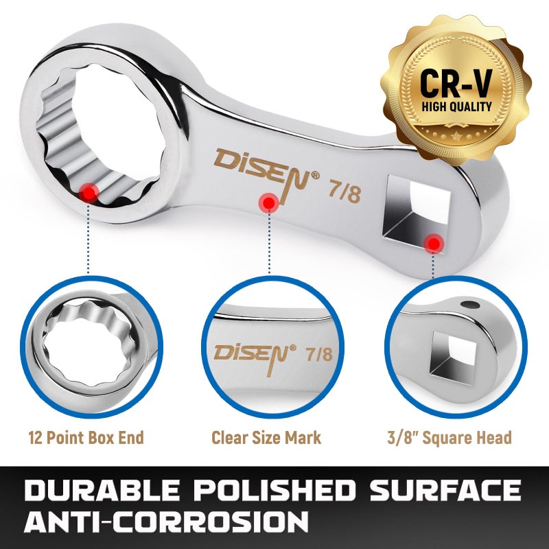 DISEN 9pcs Torque Adapter Set SAE, Durable Torque Wrench Adapter, Torque Adapter 3/8" Drive, 12 Point, Set Including 3/8", 7/16," 1/2", 9/16", 5/8", 11/16", 3/4", 13/16", 7/8" - Image 2