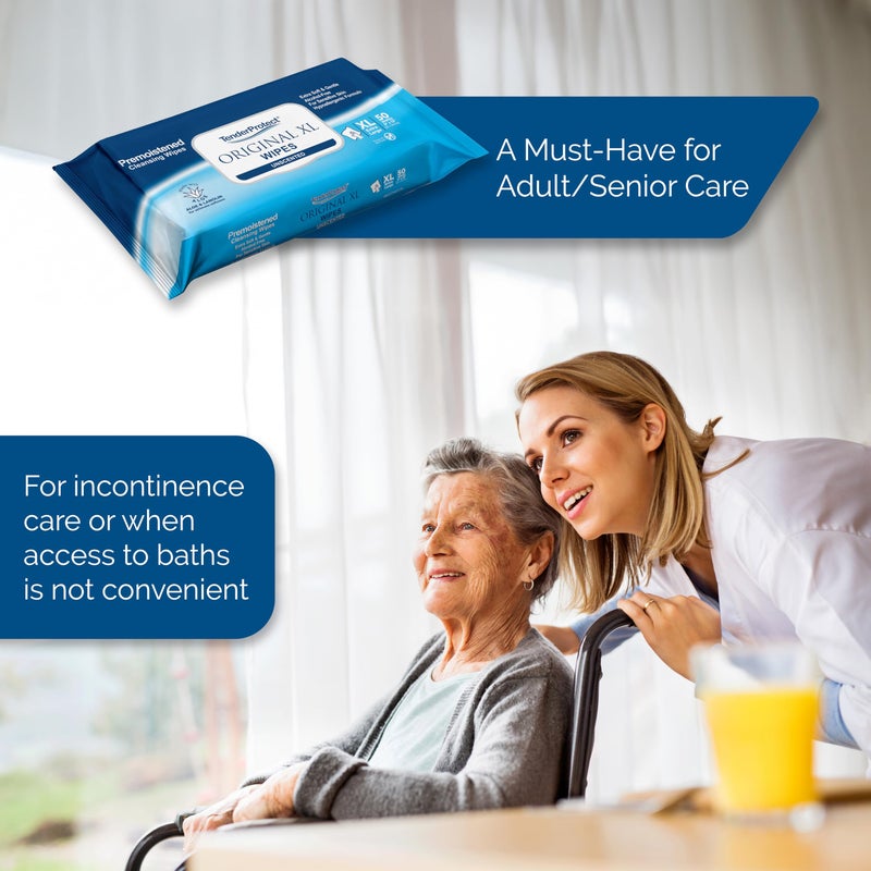 TenderProtectÂ® Original XL Premium Adult Wipes (600 Ct), Extra-Large 9"x12" Wet Wipes with Aloe, Wash Cloths for Babies & Elderly, Incontinence, Hands & Body Cleaning - Image 3
