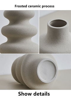 Kutis 1-Piece Modern Simplicity Gourd Shaped Ceramic Frosted Vase Off-white 21.5 x 14.5 Centimeter  - Image 4