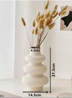 Kutis 1-Piece Modern Simplicity Gourd Shaped Ceramic Frosted Vase Off-white 21.5 x 14.5 Centimeter  - Image 5