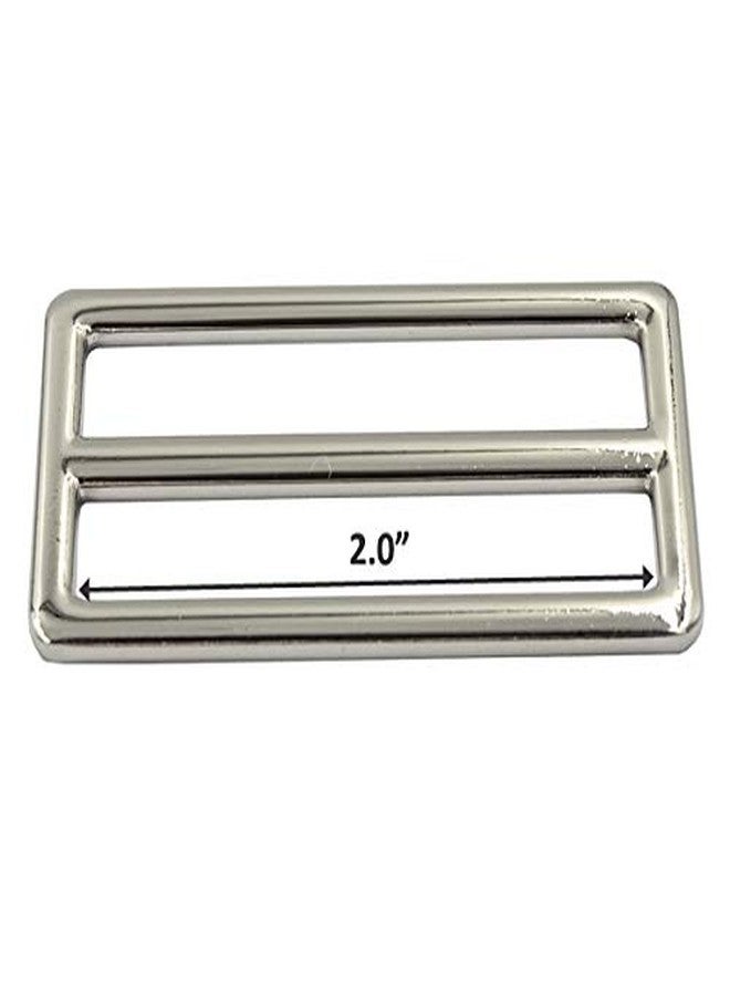DGOL 2" Slider Webbing Strap Tri Glide Buckles Zinc Alloy Tri-Glide Buttons Fasteners 10pcs, Silver, 2" - Image 3