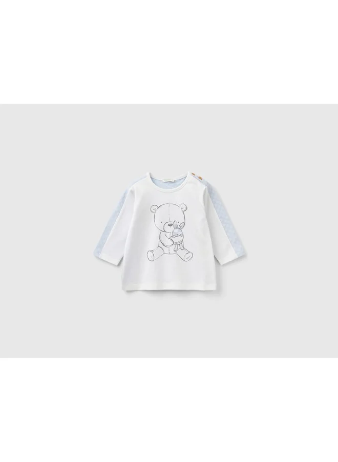 يونايتد كولورز أوف بينتيون Optical T-Shirt With Teddy Bear Print
