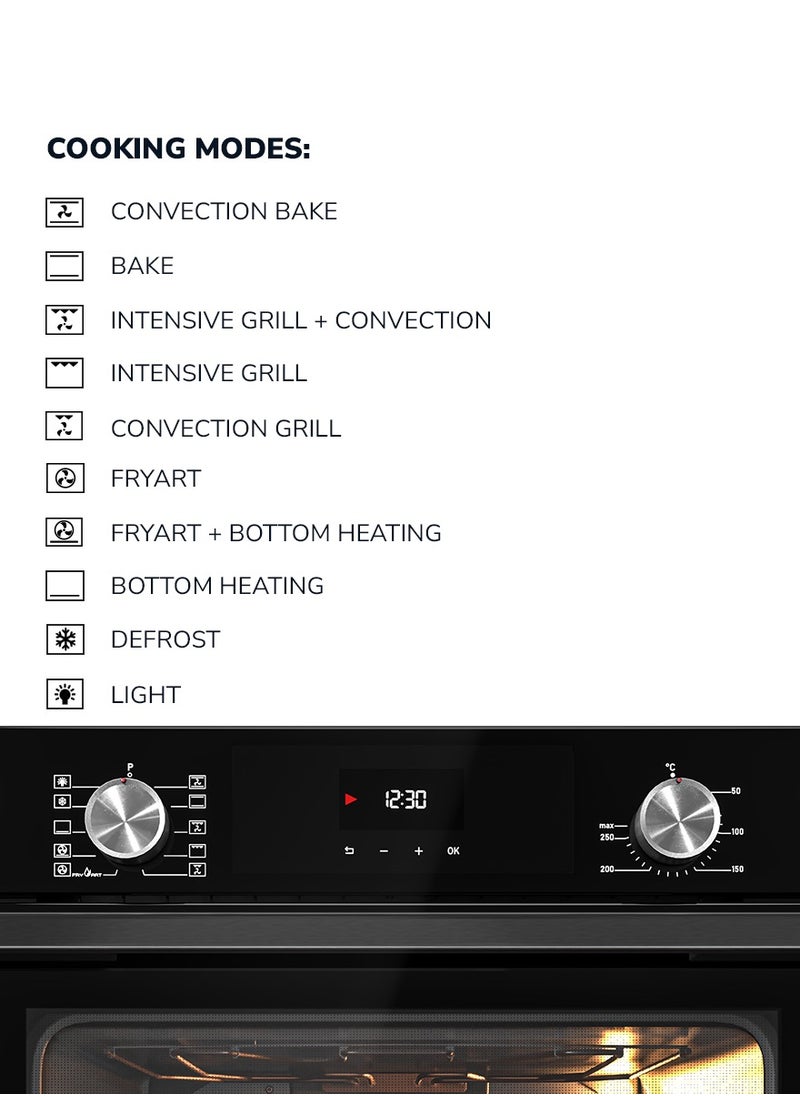 MILLEN MILLEN Built In Electric Oven, 10 Cooking Modes, 73L - 3 Years Warranty, SCHOTT Inner Glass, MEO 6004 BL  - Image 4