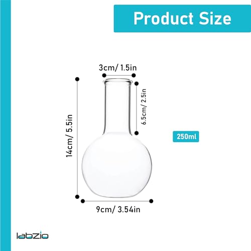 LABZIO 250ml Glass Boiling Flask Flower Vase Set of 2 | Transparent Decorative Vases for Home, Office, Living Room, Tabletop, Centerpiece, Hydroponics & Indoor Plant Decoration - Image 2