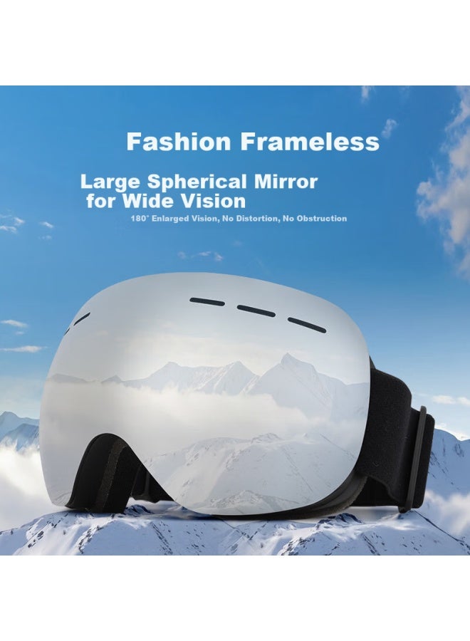 Lovecraft Ski Goggles Anti-fog - Silver Lens Mountain Climbing Cycling Gl Myopia Can Be Worn Windproof Gl Eye Protection - Image 2