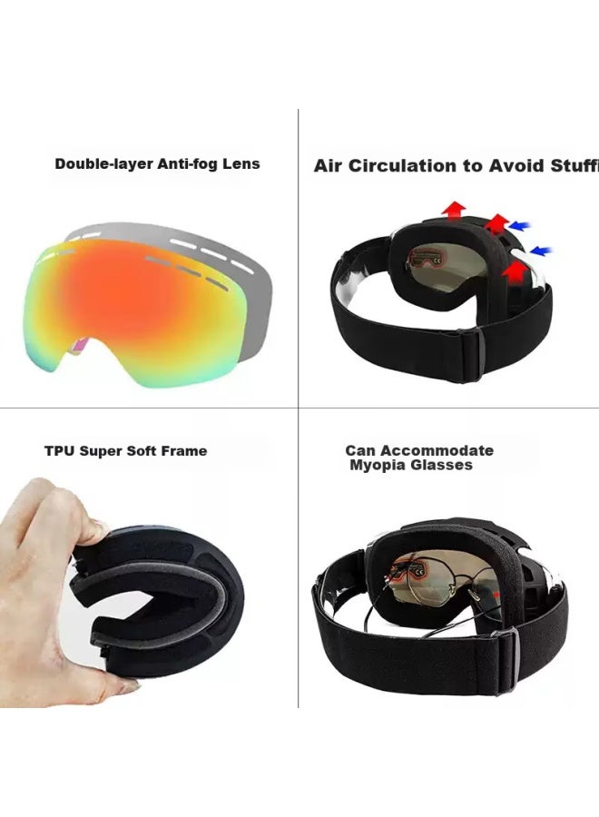 Lovecraft Ski Goggles Anti-fog - Silver Lens Mountain Climbing Cycling Gl Myopia Can Be Worn Windproof Gl Eye Protection - Image 5