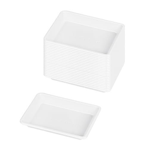 Restaurantware-Bento Tek 1 Ounce Sauce Dipping Dishes, 100 Disposable Soy Sauce Plates - Rectangle, Stylish, White Plastic Condiment Serving Trays, For Serving Dips, Vinegar, Wasabi, And More - Image 1