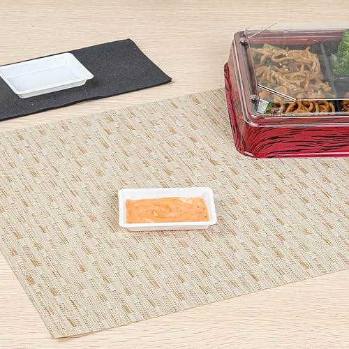 Restaurantware-Bento Tek 1 Ounce Sauce Dipping Dishes, 100 Disposable Soy Sauce Plates - Rectangle, Stylish, White Plastic Condiment Serving Trays, For Serving Dips, Vinegar, Wasabi, And More - Image 4